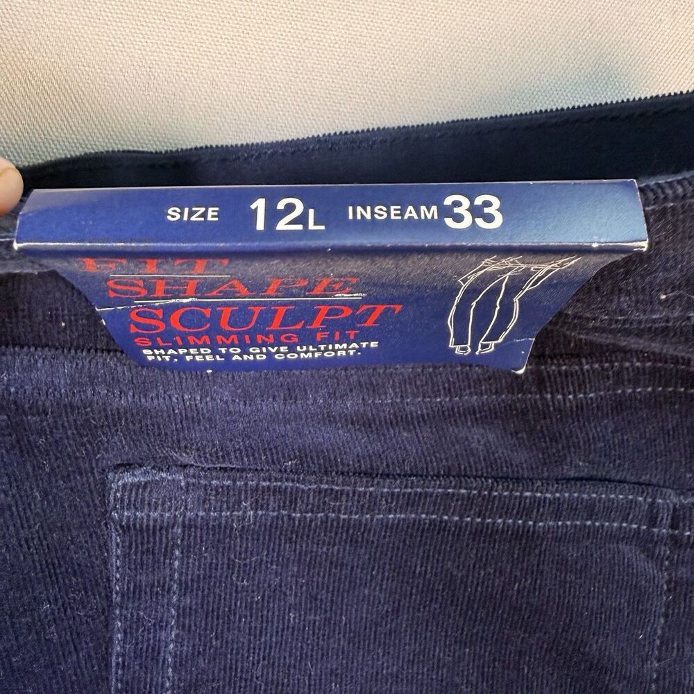 NWT CHAPS Womens Corduroy Pants Size 12 x33 Long Blue Mid Rise Straight Slimming - Picture 13 of 16